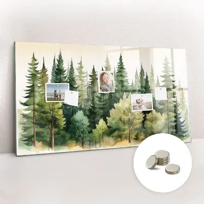 Magnetic glass dry erase board Forest landscape