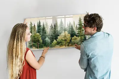 Magnetic glass dry erase board Forest landscape