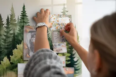 Magnetic glass dry erase board with forest landscape design