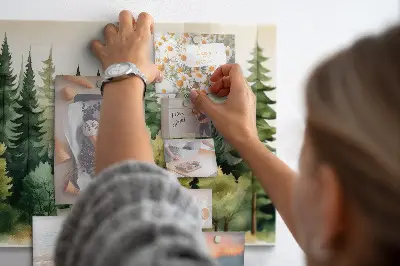 Magnetic glass dry erase board with forest landscape design