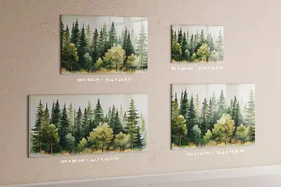Magnetic glass dry erase board with forest landscape design