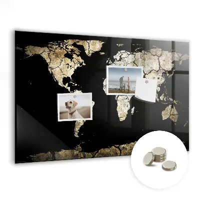 Magnetic wall board world map in drought style