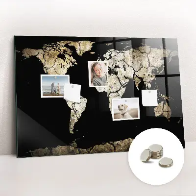 Magnetic wall board world map in drought style