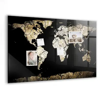 Magnetic wall board world map in drought style