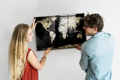 Magnetic wall board world map in drought style