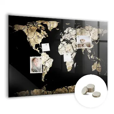 Magnetic wall board world map in drought style