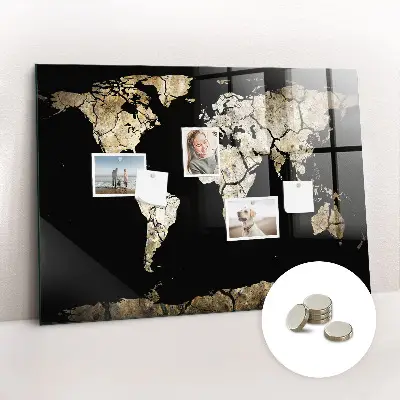 Magnetic wall board world map in drought style
