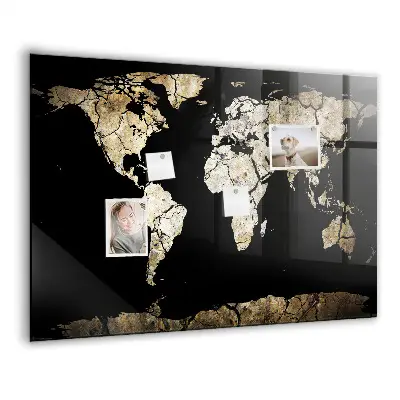 Magnetic wall board world map in drought style