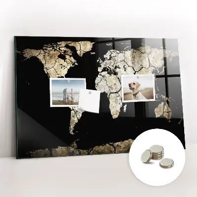 Magnetic wall board world map in drought style