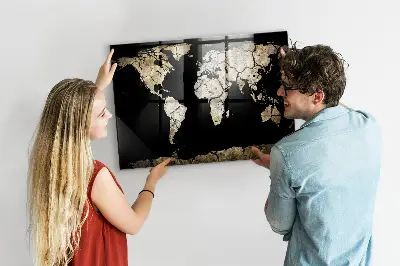 Magnetic wall board world map in drought style