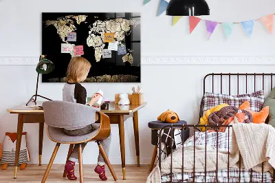 Magnetic wall board world map in drought style