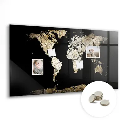 Magnetic wall board world map in drought style