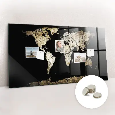 Magnetic wall board world map in drought style