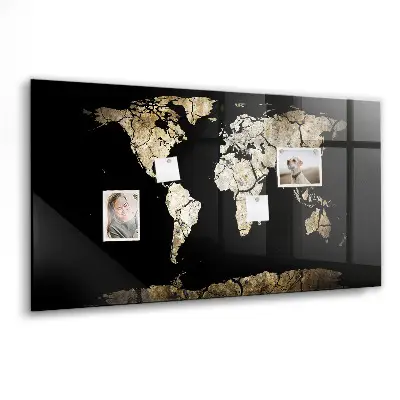 Magnetic wall board world map in drought style