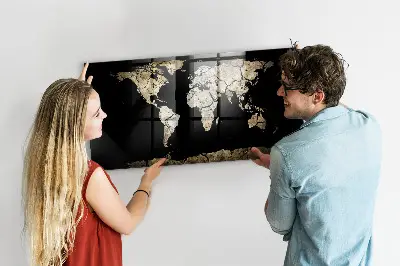 Magnetic wall board world map in drought style