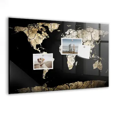 Magnetic wall board world map in drought style