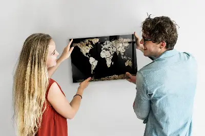 Magnetic wall board world map in drought style