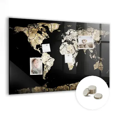 Magnetic wall board world map in drought style