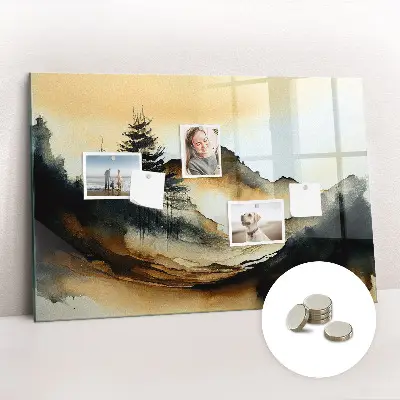 Magnetic glass dry erase board Abstract landscape