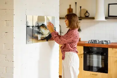 Magnetic glass dry erase board Abstract landscape