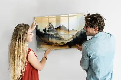 Magnetic glass dry erase board Abstract landscape