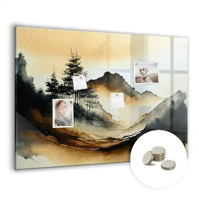 Magnetic glass dry erase board Abstract landscape
