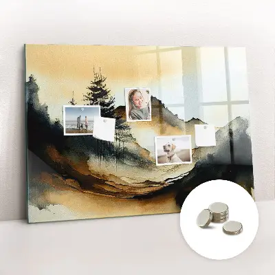 Magnetic glass dry erase board Abstract landscape