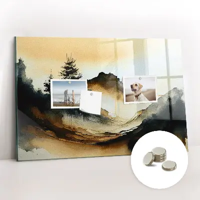 Magnetic glass dry erase board Abstract landscape