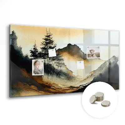Magnetic glass dry erase board Abstract landscape