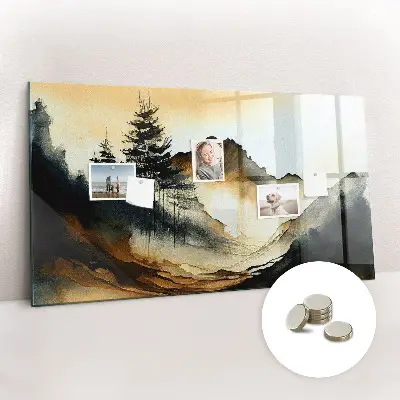 Magnetic glass dry erase board Abstract landscape