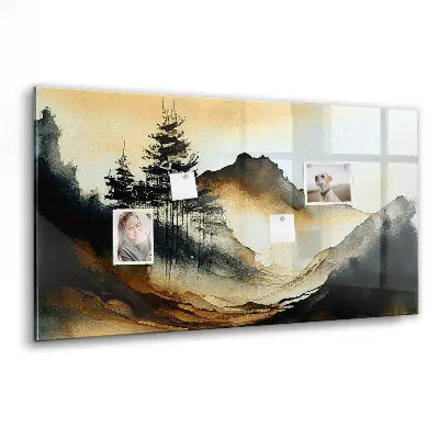 Magnetic glass dry erase board Abstract landscape