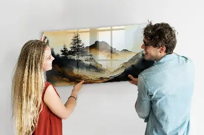 Magnetic glass dry erase board Abstract landscape