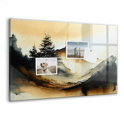 Magnetic glass dry erase board Abstract landscape
