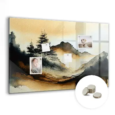 Magnetic glass dry erase board Abstract landscape