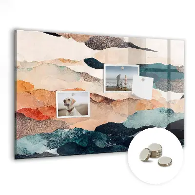 Abstract landscape magnetic glass dry erase board