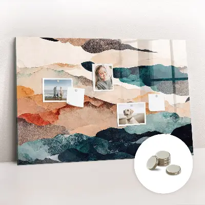 Abstract landscape magnetic glass dry erase board