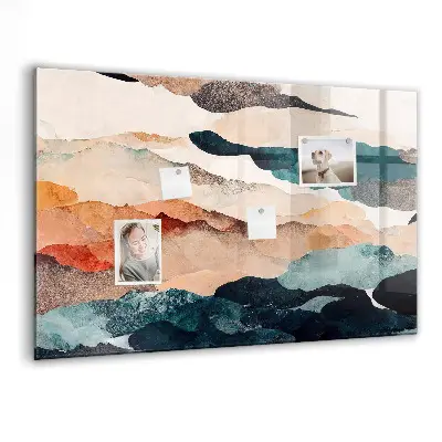 Abstract landscape magnetic glass dry erase board