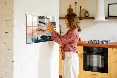 Abstract landscape magnetic glass dry erase board