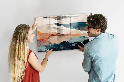 Abstract landscape magnetic glass dry erase board
