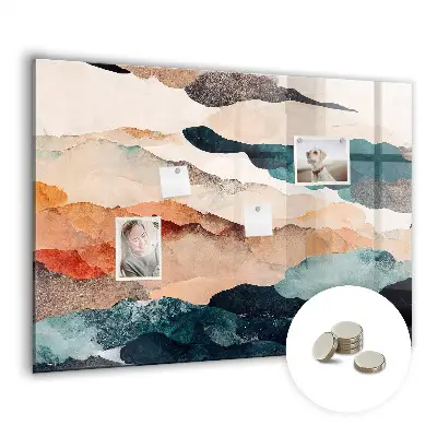 Abstract landscape magnetic glass dry erase board