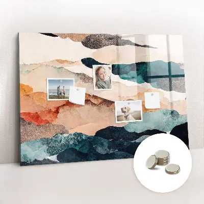 Abstract landscape magnetic glass dry erase board