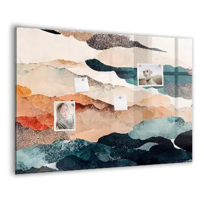 Abstract landscape magnetic glass dry erase board
