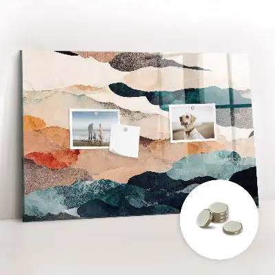 Abstract landscape magnetic glass dry erase board
