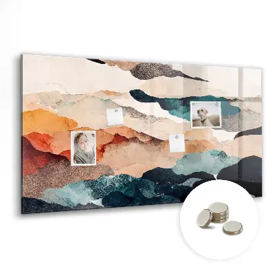Abstract landscape magnetic glass dry erase board