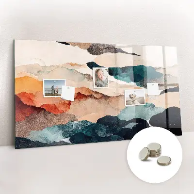 Abstract landscape magnetic glass dry erase board