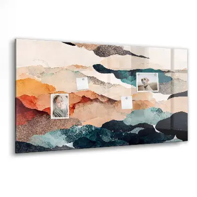 Abstract landscape magnetic glass dry erase board