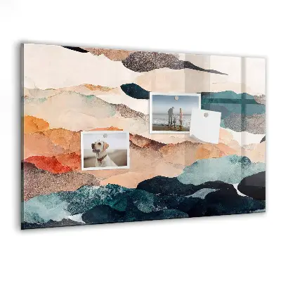 Abstract landscape magnetic glass dry erase board