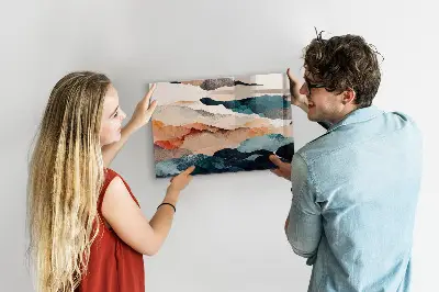 Abstract landscape magnetic glass dry erase board