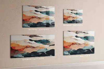 Abstract landscape magnetic glass dry erase board