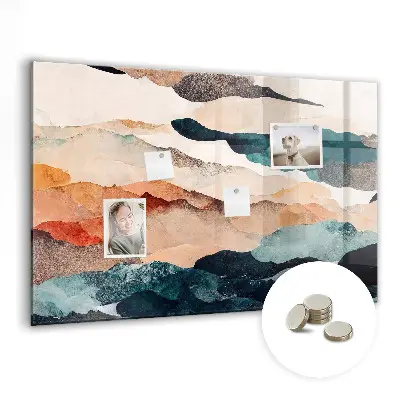 Abstract landscape magnetic glass dry erase board